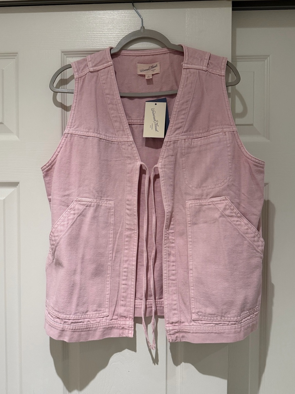 Universal Thread Denim Tie Front Utility Vest Pink S